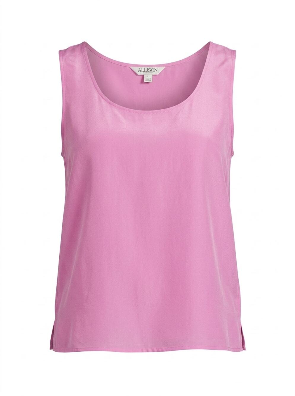 6ip9 Allison Taylor 100% Silk Pink Scoop Neck Tank Top Women Petite Size M